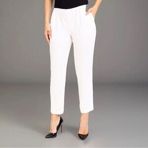 GO Silk Women’s 1X WHITE 100% Linen Classic Straight Leg Pant